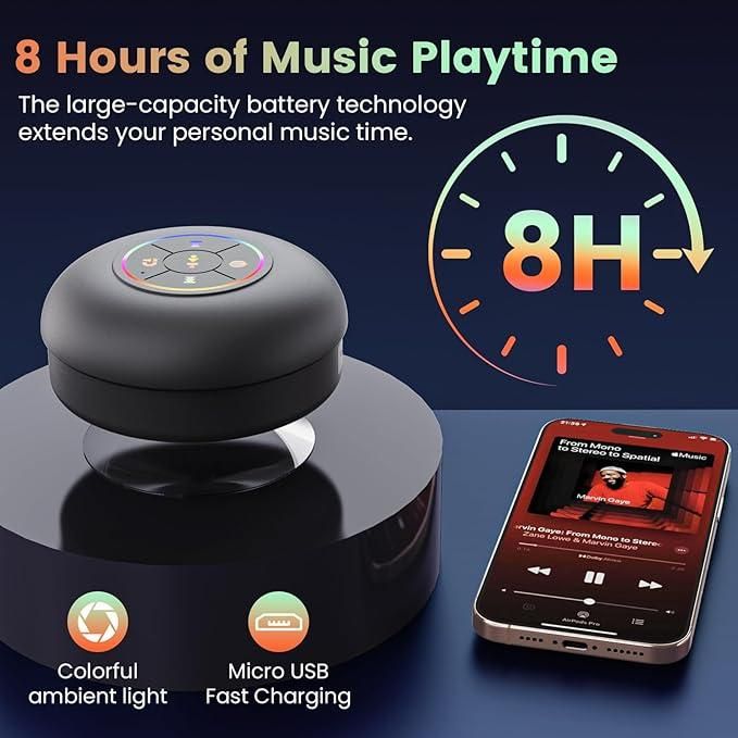 ๐ Essential Volt Pro - Waterproof Bluetooth Speaker with Suction Base and LED Lights